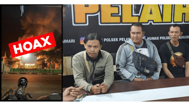 
					Ket. Tiga pemuda di bawa ke Polsek Pelaihari akibat konten Hoax. Foto.Istimewa