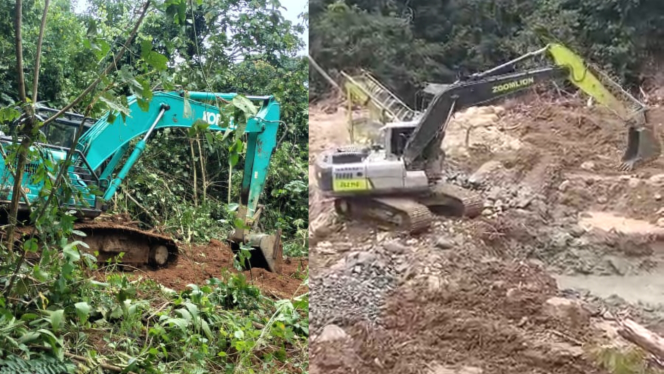 
					Ket. alat berat yang digunakan untuk mengoyak perut bumi di Desa Pemalongan dan Tanjung berhasil diamankan dalam operasi senyap Pemkab bersama Kodim 1009/Tla. Foto Istimewa 