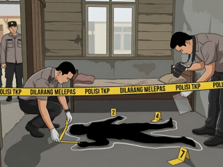 Ket.Hanya ilustrasi olah tkp polisi pria meninggal eks lokalisasi pembatuan. Foto.ilustrasi