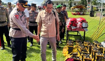 Ket.Apel Kesiapsiagaan Karhutla Polres Kotabaru 2026 di Lapangan Sepak Bola 11 Maret Kelumpang Hilir. Fot.Ryan Wardani