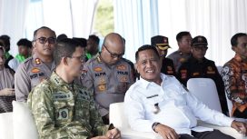 Ket.Wakil Bupati Tanah Laut menghadiri Panen Raya Jagung Serentak di Kecamatan Bati-Bati yang dirangkai groundbreaking gudang ketahanan pangan Polri dan launching 166 SPPG Polri.Foto.Ist