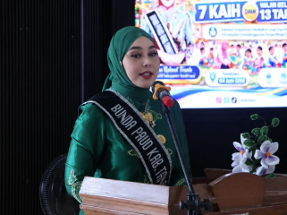 Acara Sosialisasi - Bunda PAUD Tanah Laut Hj. Dian Rahmat Trianto membuka acara Sosialisasi Tujuh KAIH di Disdikbud Tala. (SANAK.ID/Ist)
