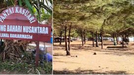 Suasana pesisir Pantai Kasuari di Desa Sungai Bakau Kurau Tanah Laut. (SANAK.ID/SYAIFUL)