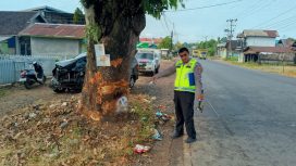 Lokasi- kecelakaan tunggal Avanza tabrak pohon di Desa Gunung Raja Tanah Laut. (SANAK.ID/Humas Polres Tala)